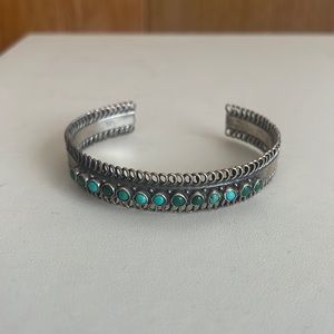 Silver & turquoise Native American cuff